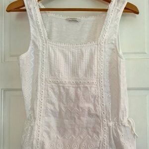 Lucky Brand White Eyelet Sleeveless Cotton Top
